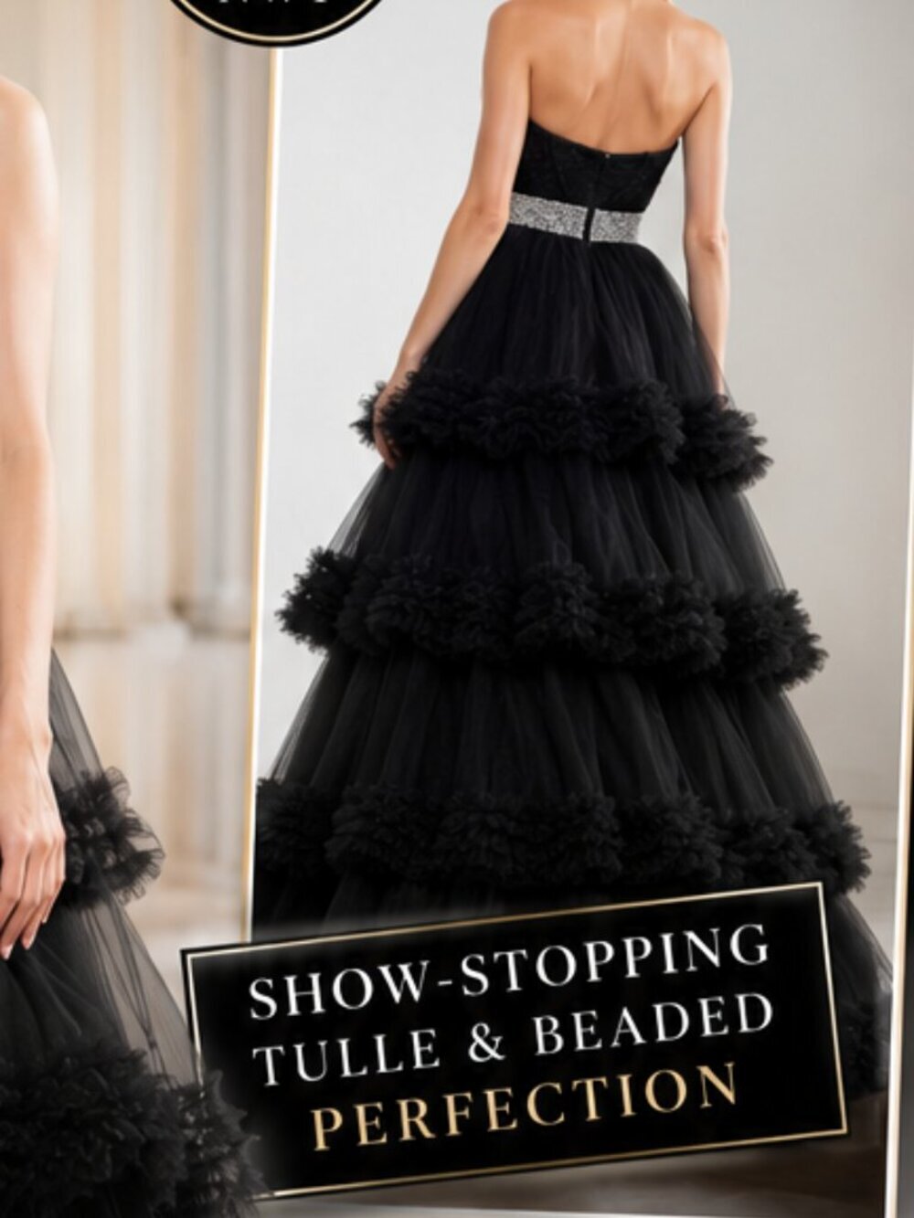 Colors Dress Black Strapless Beaded Princess homecoming Ball Gown Size 4 NWT - Picture 3 of 7